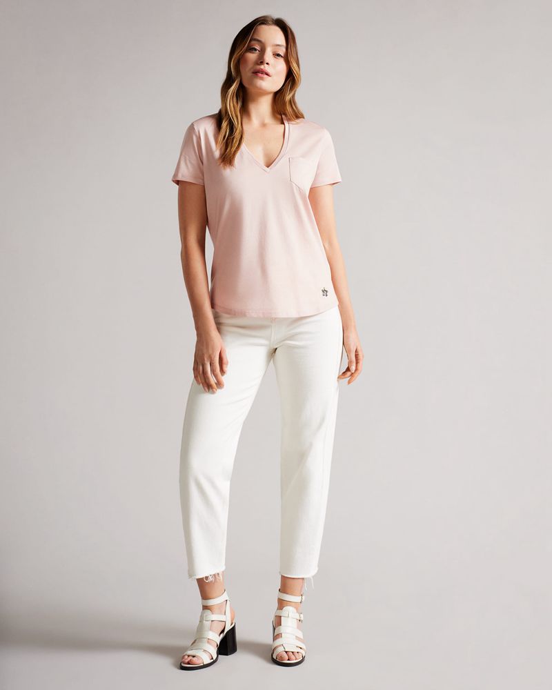 Ted Baker Lovage Easy Fit V Neck Blast Dam Rosa | WVJ-820691