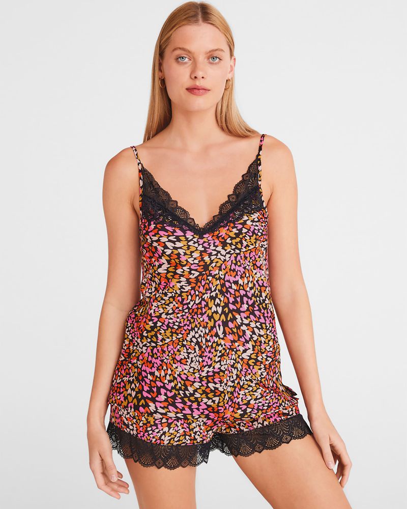 Ted Baker Lovege Heart Print And Cami Set Nattkläder Dam Svarta | NOS-298601