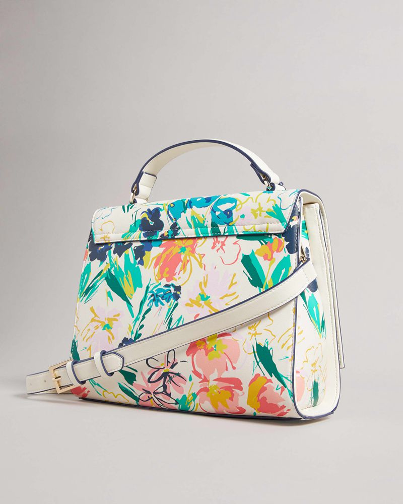 Ted Baker Mellena Magnolia Floral Non Läder Tote Crossbody Väska Dam Vita | BXF-906421