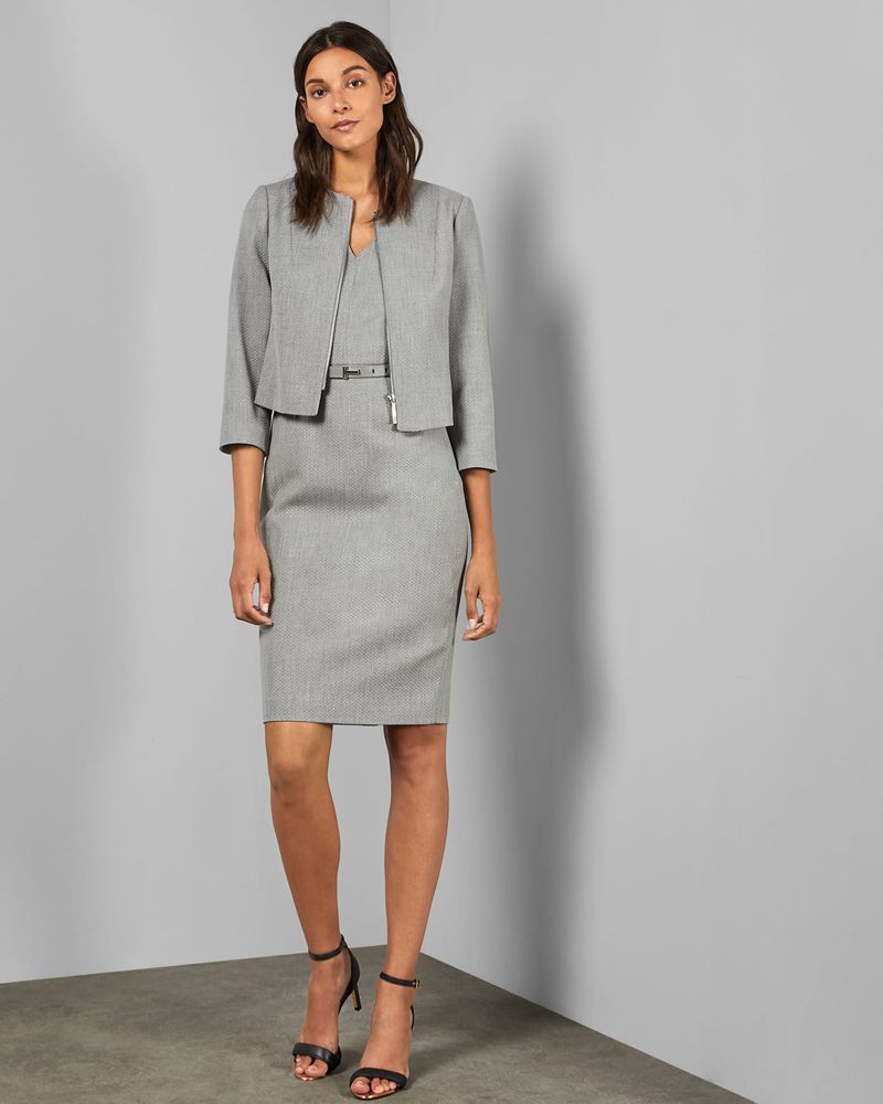 Ted Baker Michah Cropped Textured Jacka Dam Gray | YRL-869014