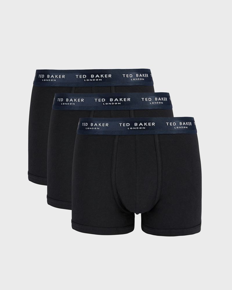 Ted Baker Mushr 3 Pack Solid Bomull Trunks Underkläder Herr Svarta | BXD-452831