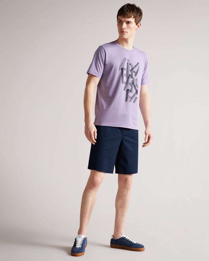 Ted Baker Napier Sleeve Graphic T Blast Herr Lila | EZV-493852