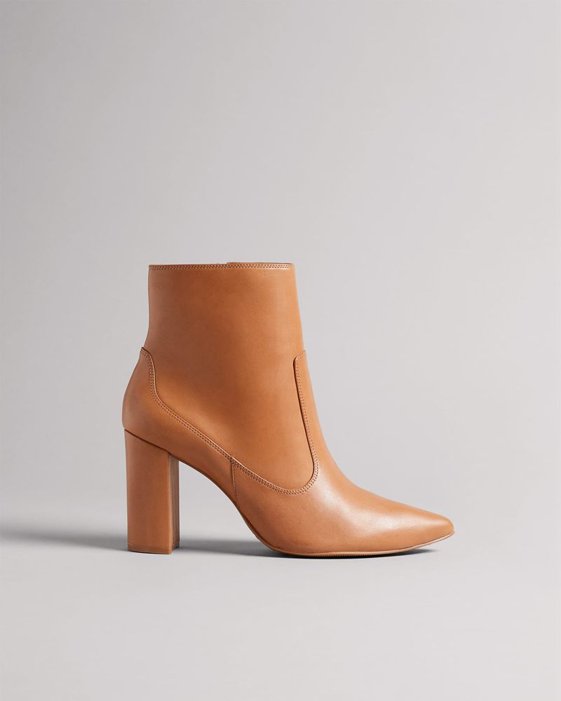 Ted Baker Nysha Läder Block Ankle Höga Klackar Dam Bruna | HUD-973642