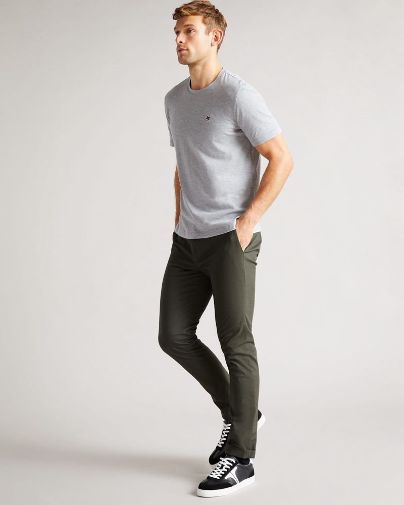 Ted Baker Oxford Sleeve T Blast Herr Gray | GUM-203471