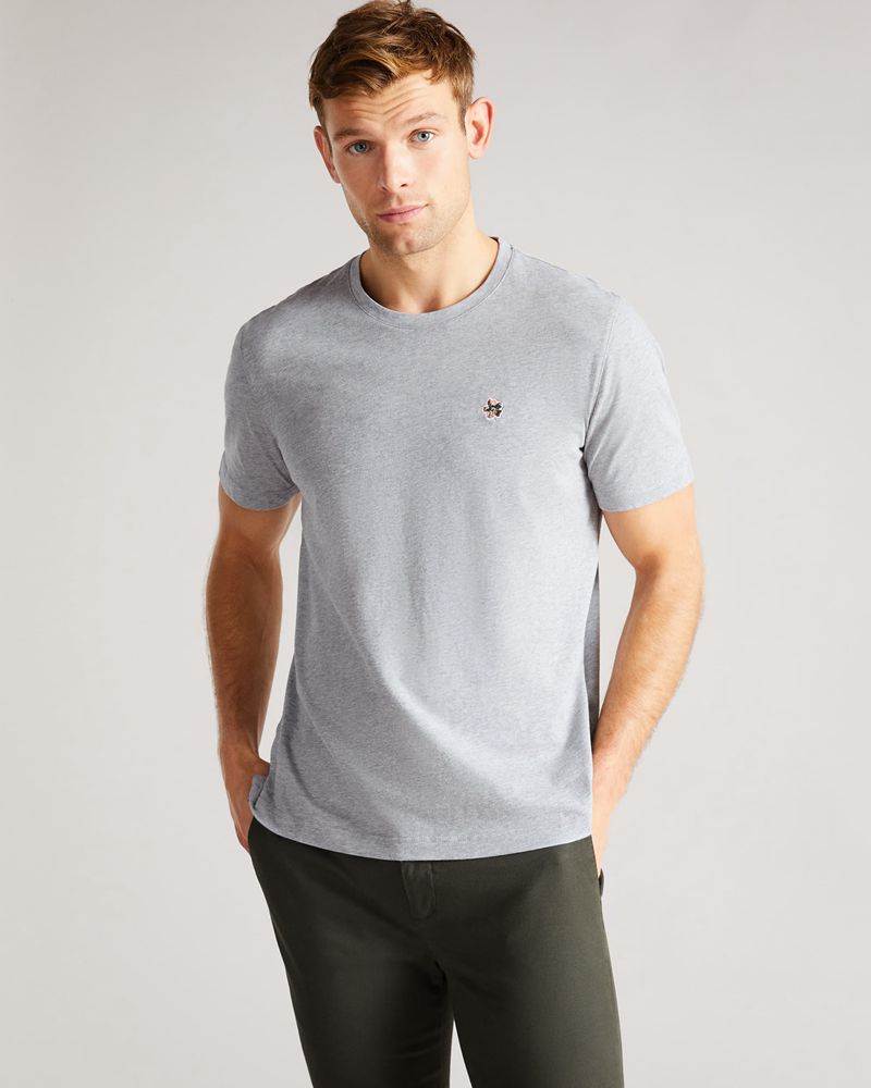 Ted Baker Oxford Sleeve T Blast Herr Gray | GUM-203471