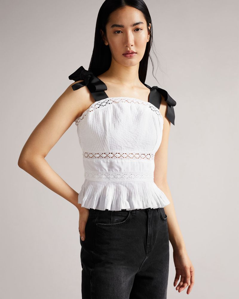 Ted Baker Pietri Spets Insert Peplum With Grosgrain Straps Blast Dam Vita | NSD-023615