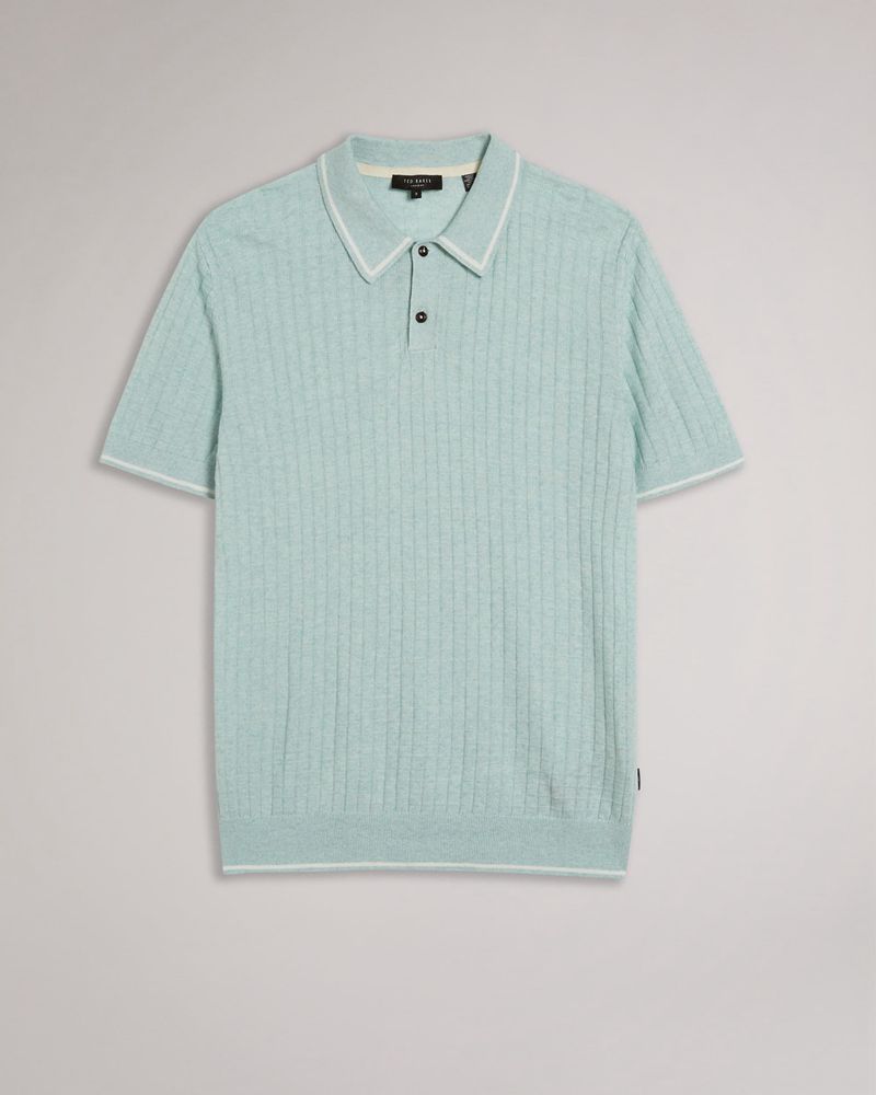 Ted Baker Pitfeld Knitted Stitch Polo Blast Herr Blå | HUX-073142