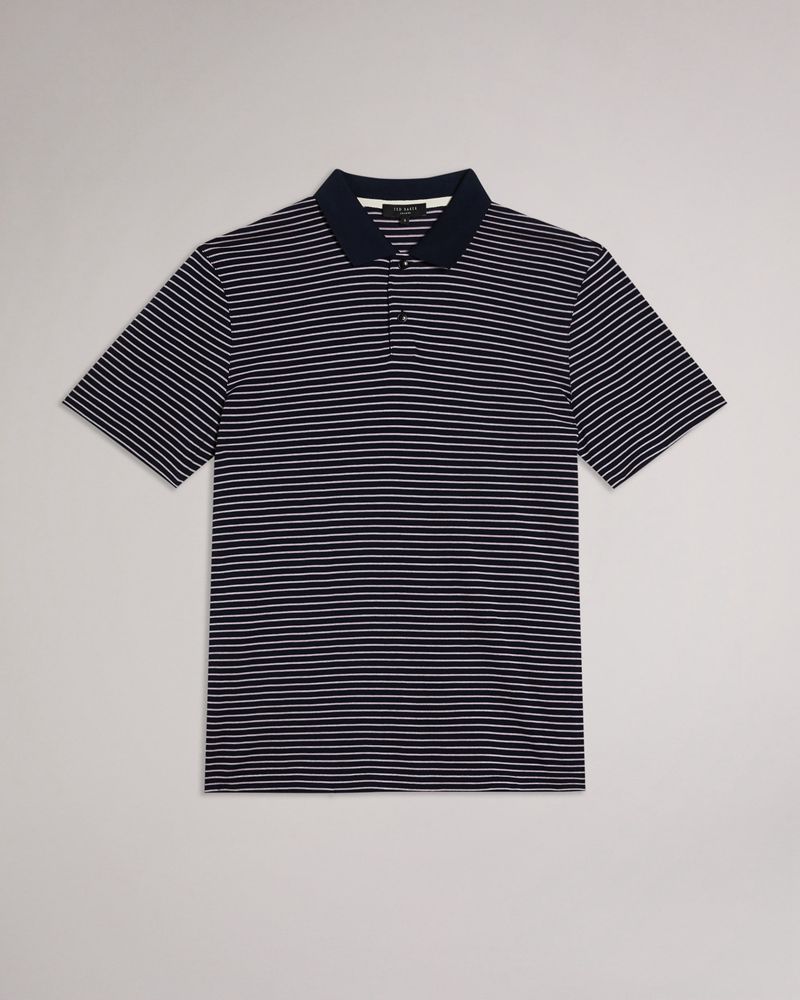 Ted Baker Ravens Ss Striped Pique Polo Blast Herr Marinblå | QHO-451927