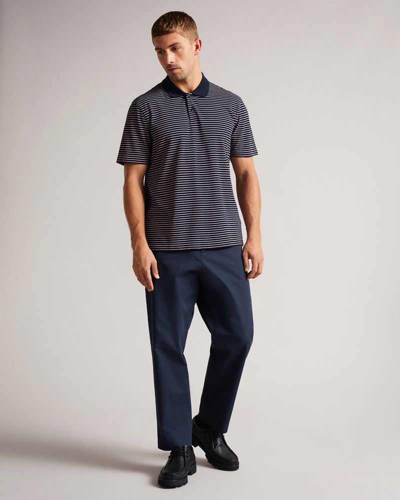 Ted Baker Ravens Ss Striped Pique Polo Blast Herr Marinblå | QHO-451927