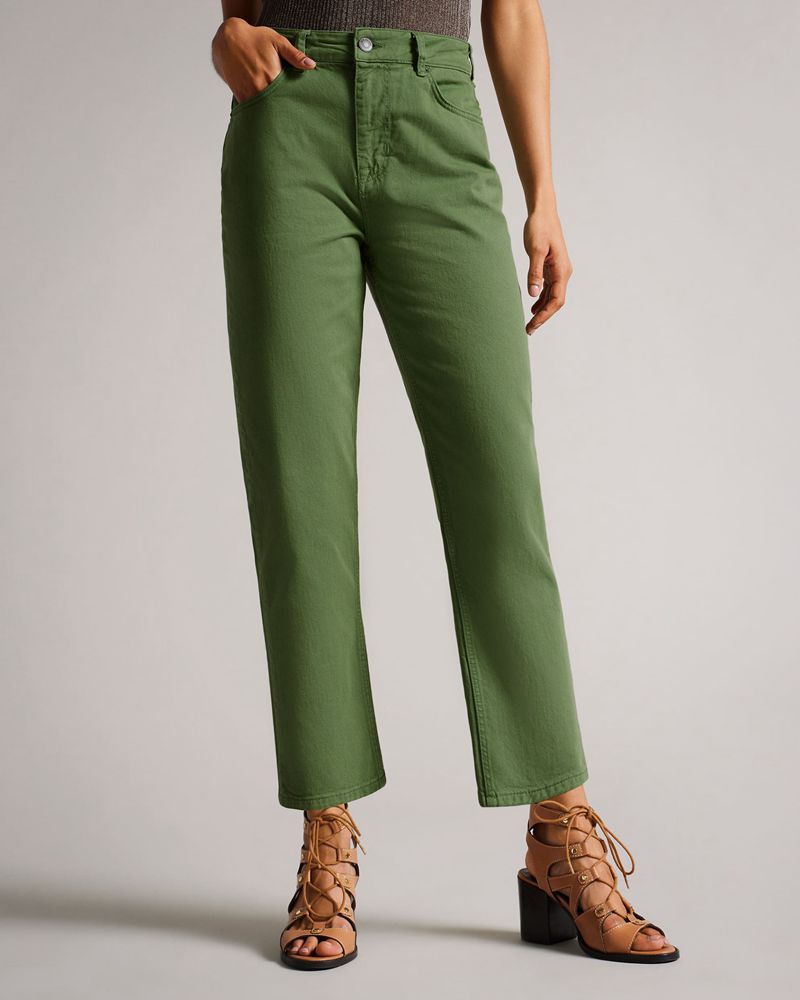 Ted Baker Rinalda Straight Leg Green Pfd Denim Byxor Dam Gröna | NIV-241930