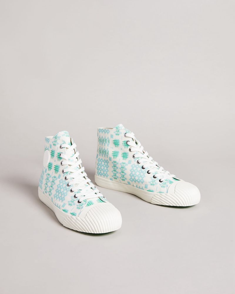 Ted Baker Rranip Printed Canvas High- Sneakers Herr Vita | XMW-193084