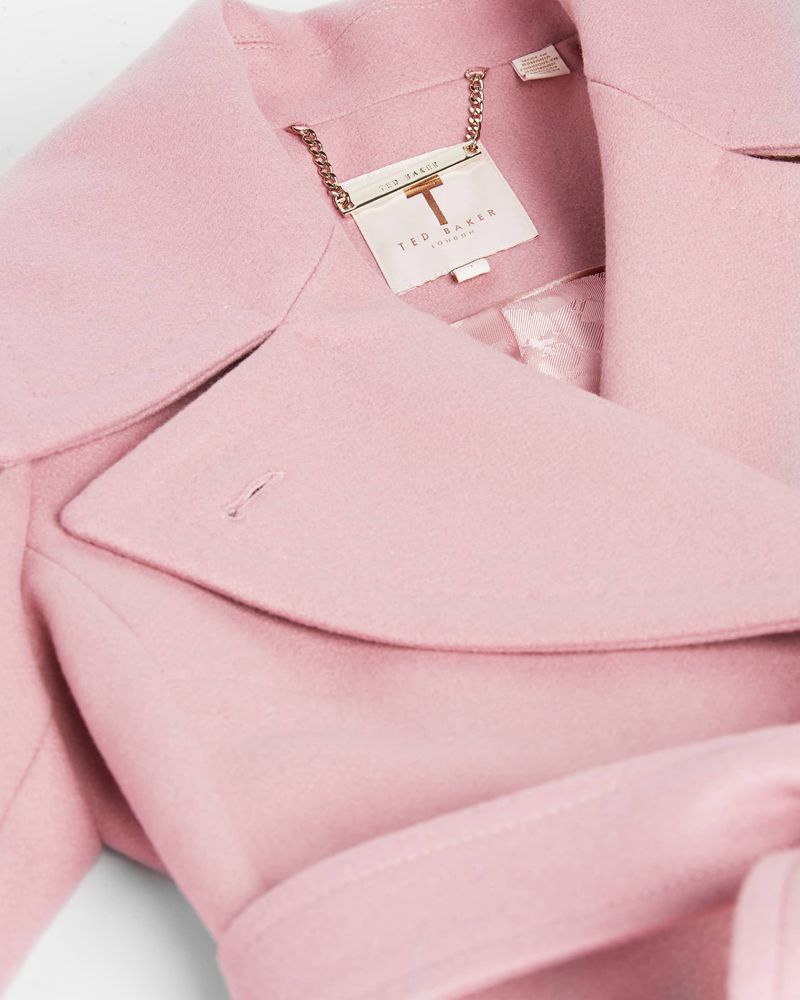 Ted Baker Rrosiey Wool With Oversized Collar Jacka Dam Rosa | GFD-971832