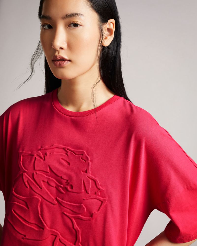 Ted Baker Sandyz Debossed Flower Tee Blast Dam Rosa | SEI-508132