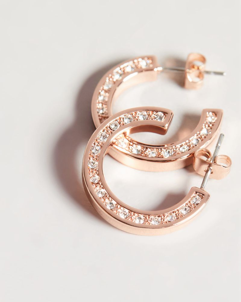 Ted Baker Senatta Crystal Hoop Earring Smycken Dam Rosegold | DKB-952730