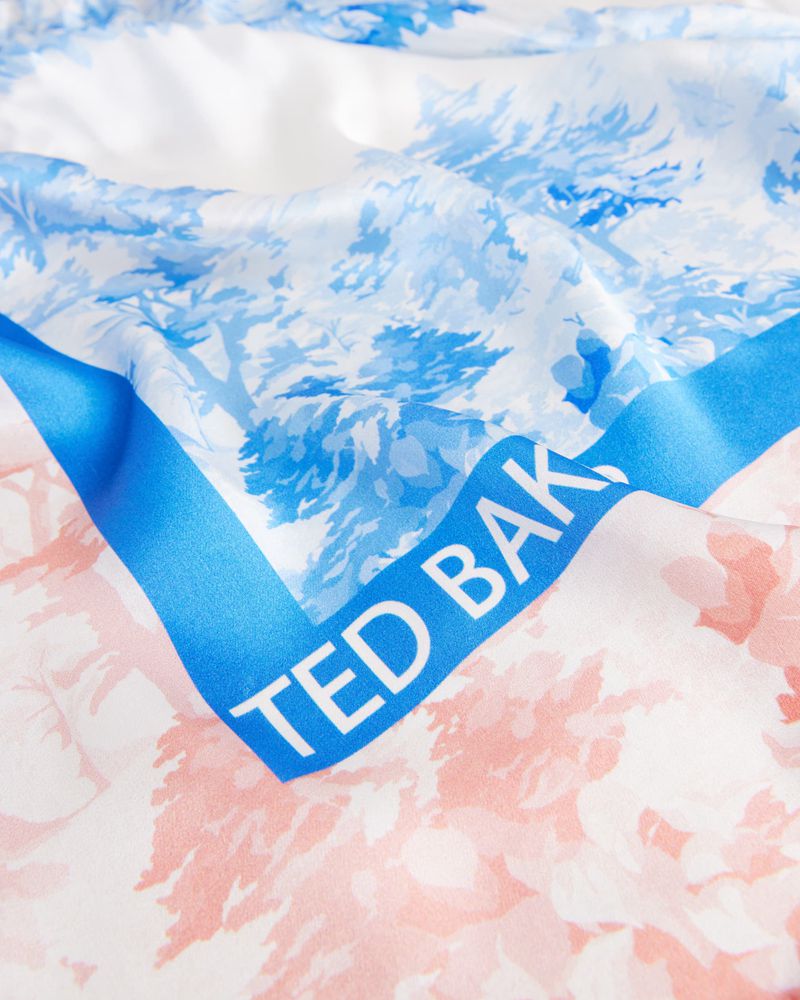 Ted Baker Shali New Romantic Printed Silk Square Halsduk Dam Blå | FGE-893456