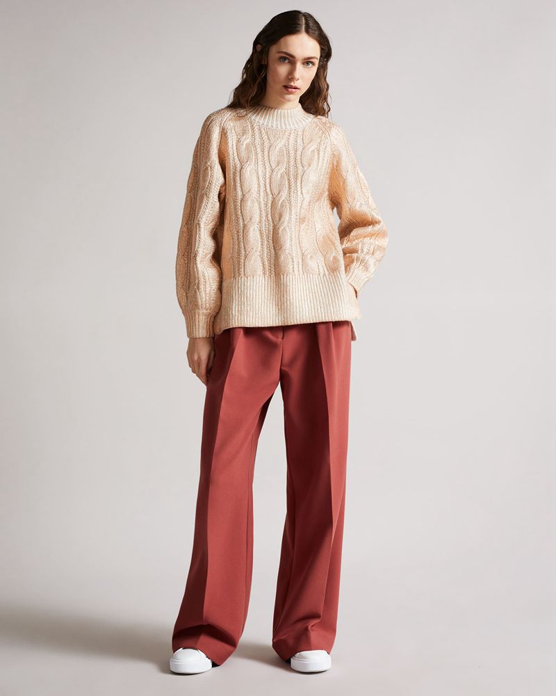 Ted Baker Sidonyy Cable Knit Stickat Dam Rosa | XPD-268945