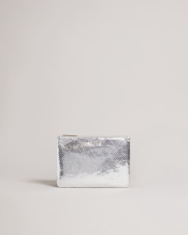 Ted Baker Snaksa Snake Detail Small Pouch Clutch Väska Dam Silver | FTR-430159