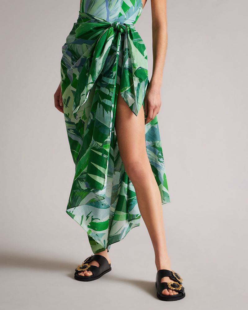 Ted Baker Solia Sunburst Leaf Beach Sarong Badkläder Dam Gröna | YNL-152430