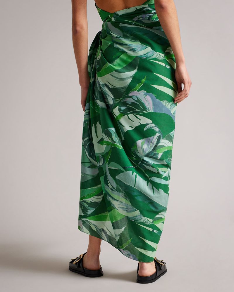 Ted Baker Solia Sunburst Leaf Beach Sarong Badkläder Dam Gröna | YNL-152430