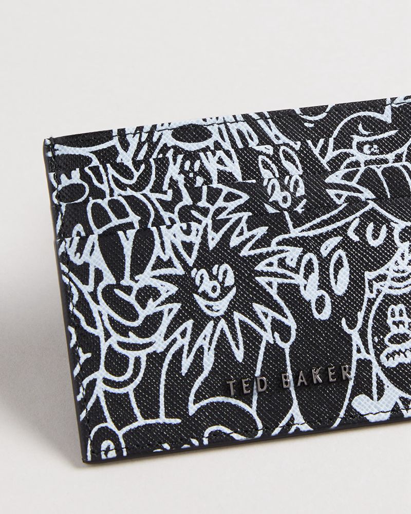 Ted Baker Stanis Scribble Läder Cardholder Plånbok Herr Svarta | FIA-372196