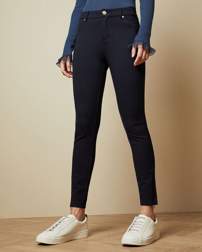 Ted Baker Strenti Skinny Zip Cuff Ponti Jeggings Byxor Dam Blå | PZQ-170954