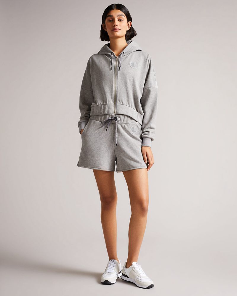 Ted Baker Tinia Cropped Jersey Hoodie Blast Dam Gray | OLA-530198