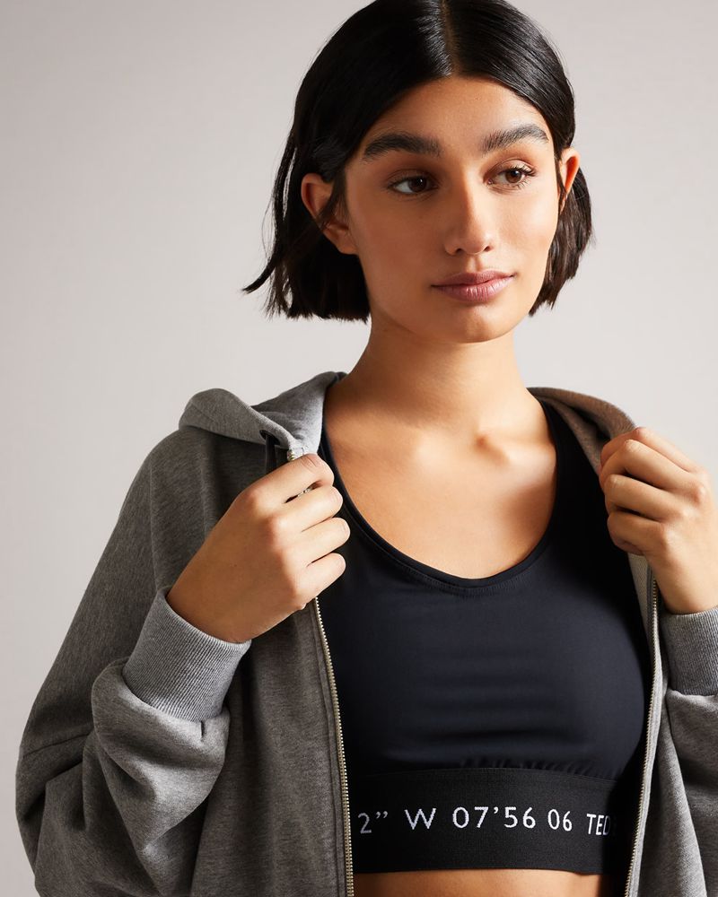 Ted Baker Tinia Cropped Jersey Hoodie Blast Dam Gray | OLA-530198