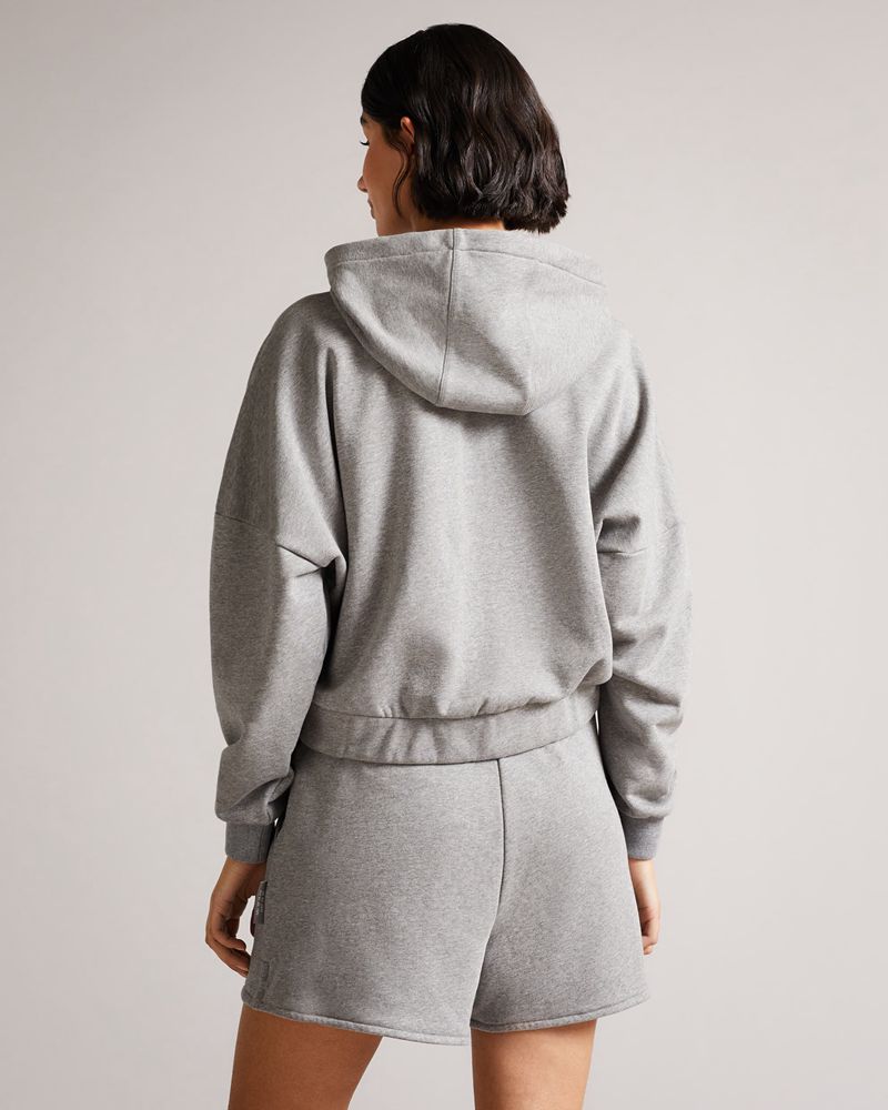 Ted Baker Tinia Cropped Jersey Hoodie Blast Dam Gray | OLA-530198