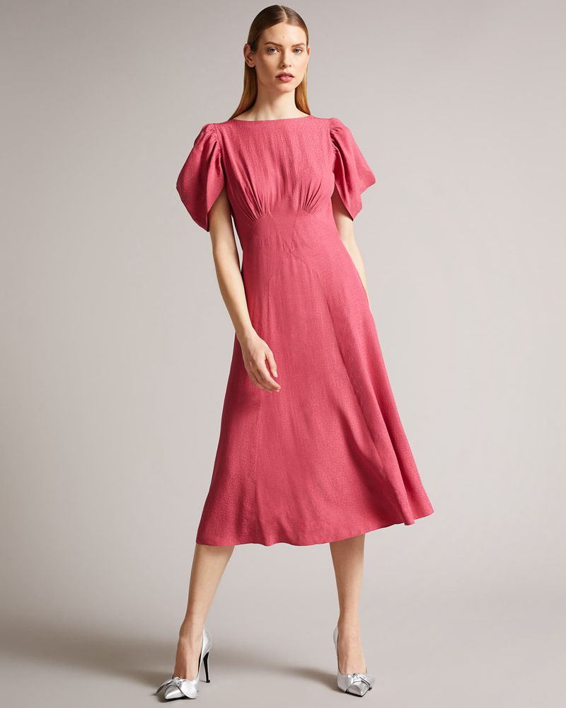 Ted Baker Tulipi Panelled Midi Tea Klänning Dam Rosa | OXG-421953