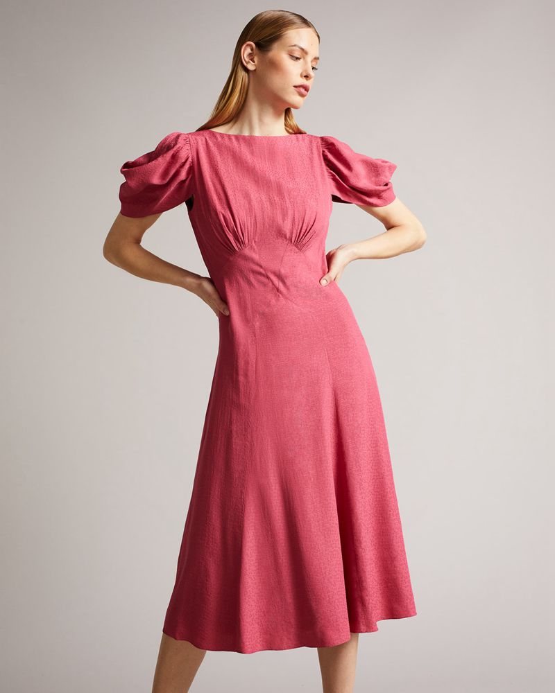 Ted Baker Tulipi Panelled Midi Tea Klänning Dam Rosa | OXG-421953