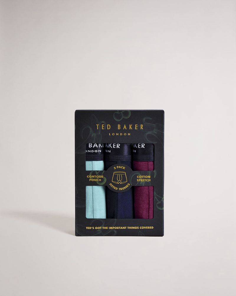 Ted Baker Tuubbe 3 Pack Plain Bomull Trunks Underkläder Herr Olika Färger | ULI-957364