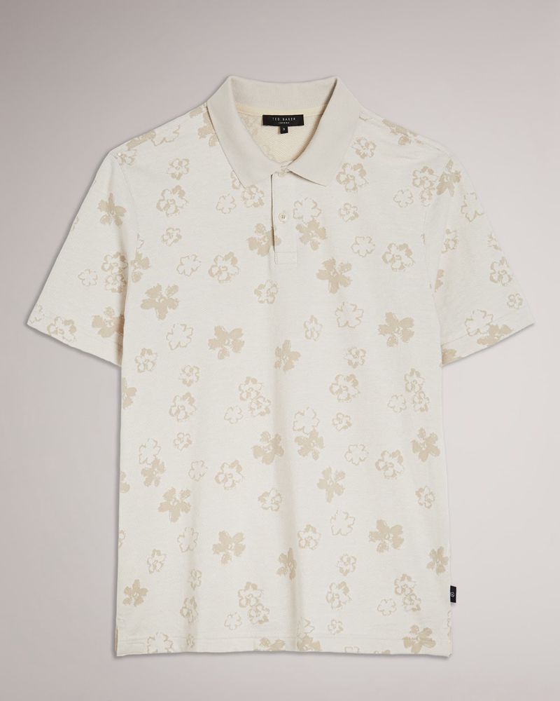 Ted Baker Tyssen Sleeve Flower Jacquard Polo Blast Herr Vita | OUY-520138