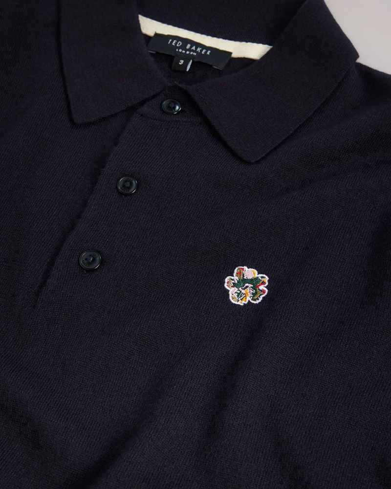 Ted Baker Wembley Merino Wool Long Sleeve Polo Blast Herr Marinblå | DQT-247061