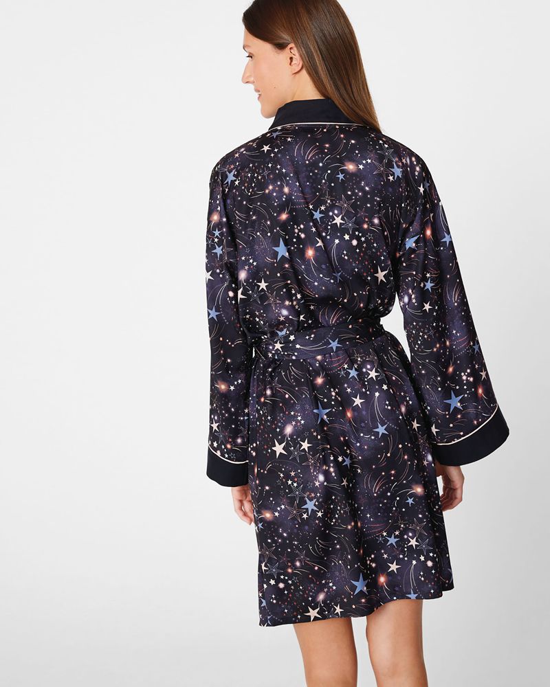 Ted Baker Yals Star Satin Robe Nattkläder Dam Marinblå | IUQ-605912