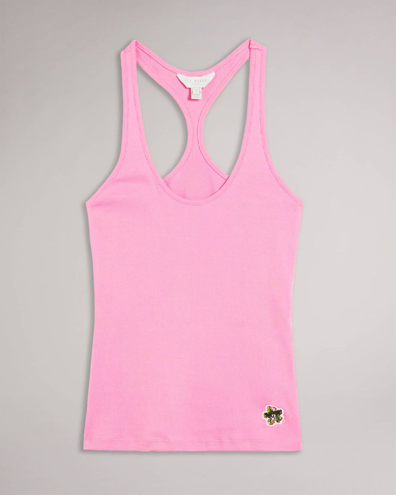 Ted Baker Zibaa Skinny Rib Racer Tank Blast Dam Rosa | FDG-493801