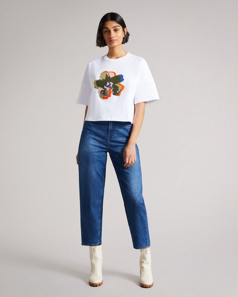 Ted Baker Zsarah Flower Cropped Tee Blast Dam Vita | LOC-728130