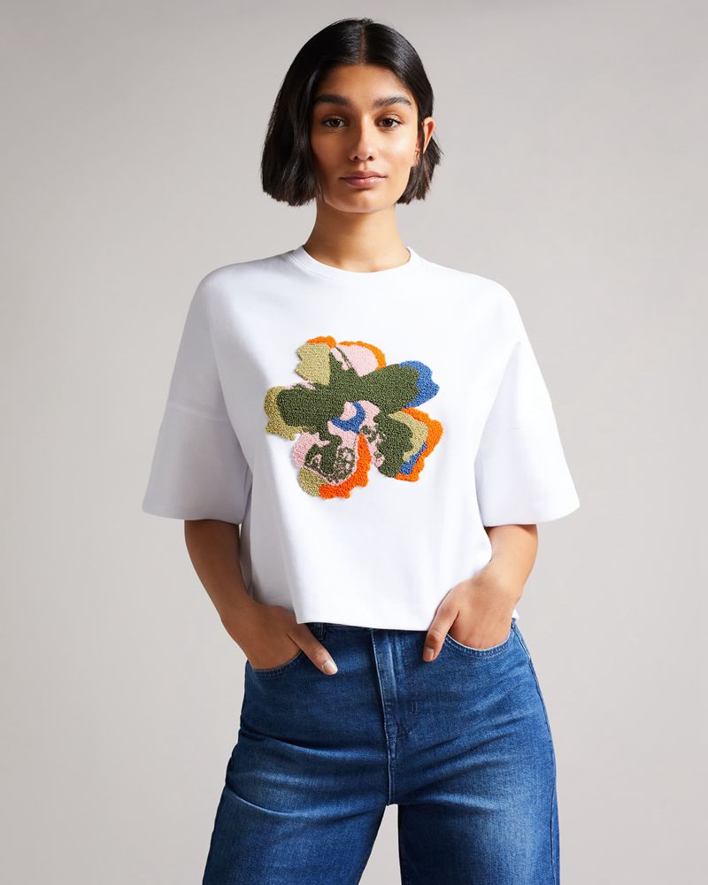 Ted Baker Zsarah Flower Cropped Tee Blast Dam Vita | LOC-728130