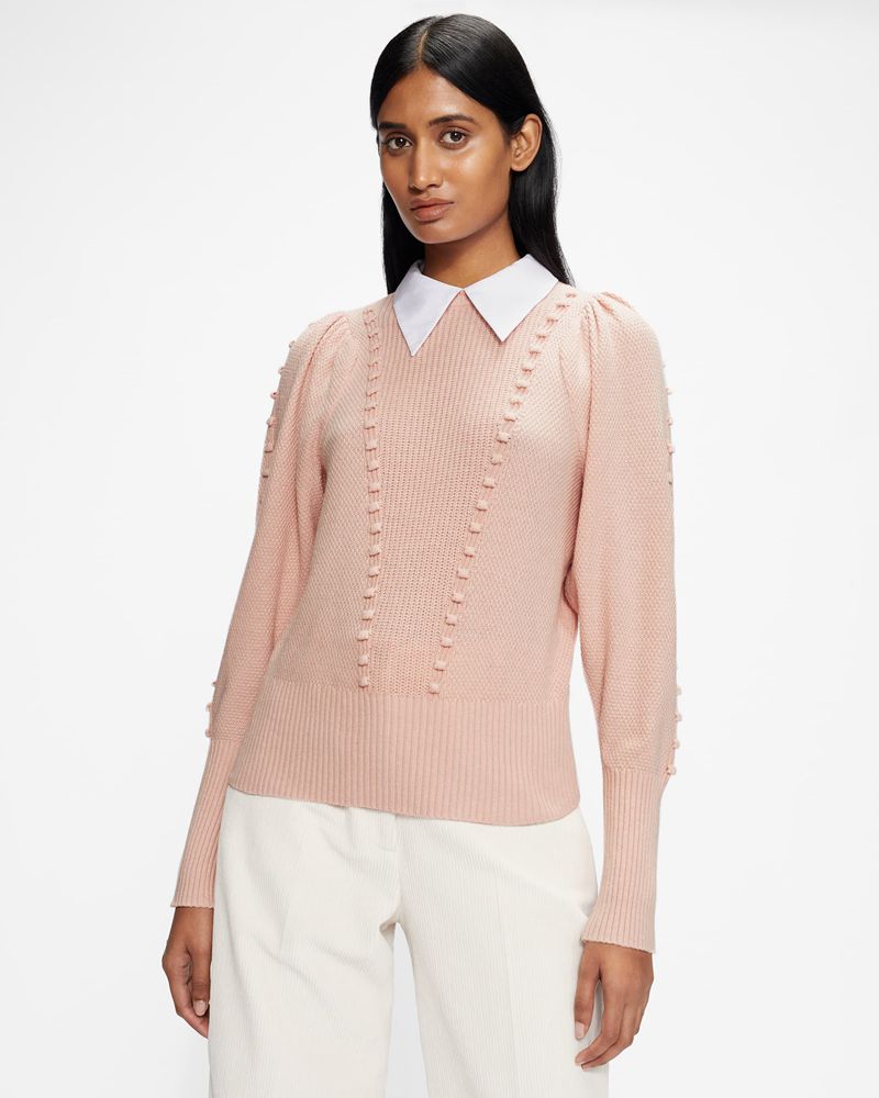 Ted Baker Aledina Knit With Collar Detail Blast Dam Rosa | IRV-142380