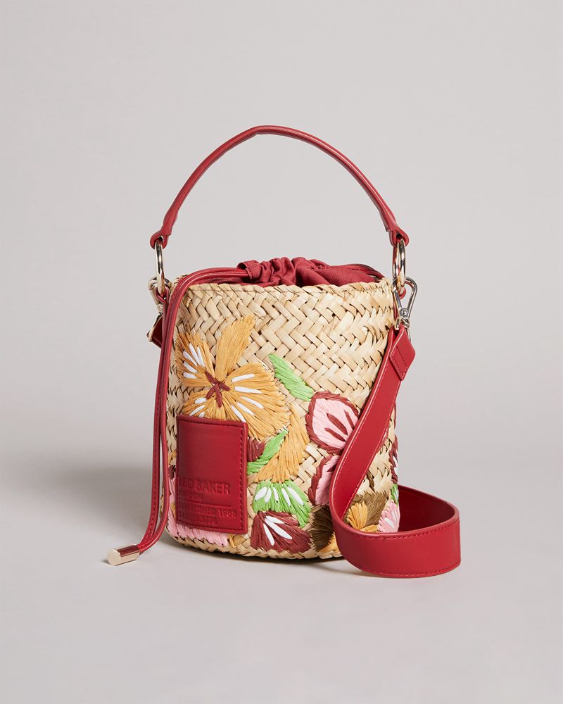 Ted Baker Appita Appleseed Embroidered Straw Bucket Crossbody Väska Dam Olika Färger | GPM-265840