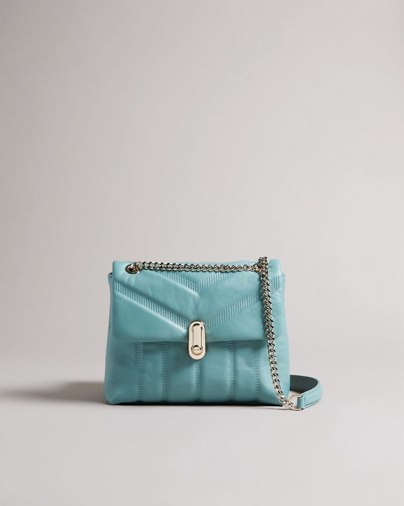 Ted Baker Ayalina Läder Puffer Quilt Detail Mini Xbody Crossbody Väska Dam Teal | FBZ-043961