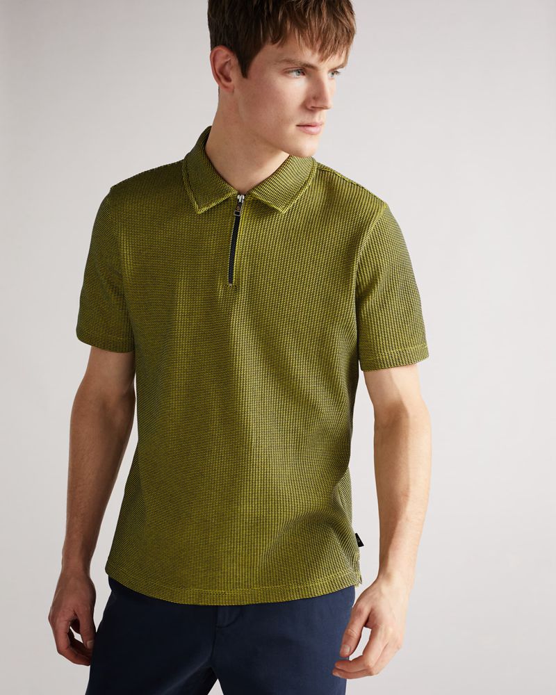 Ted Baker Backley -Sleeved Zip Polo Blast Herr Marinblå | VYZ-417082