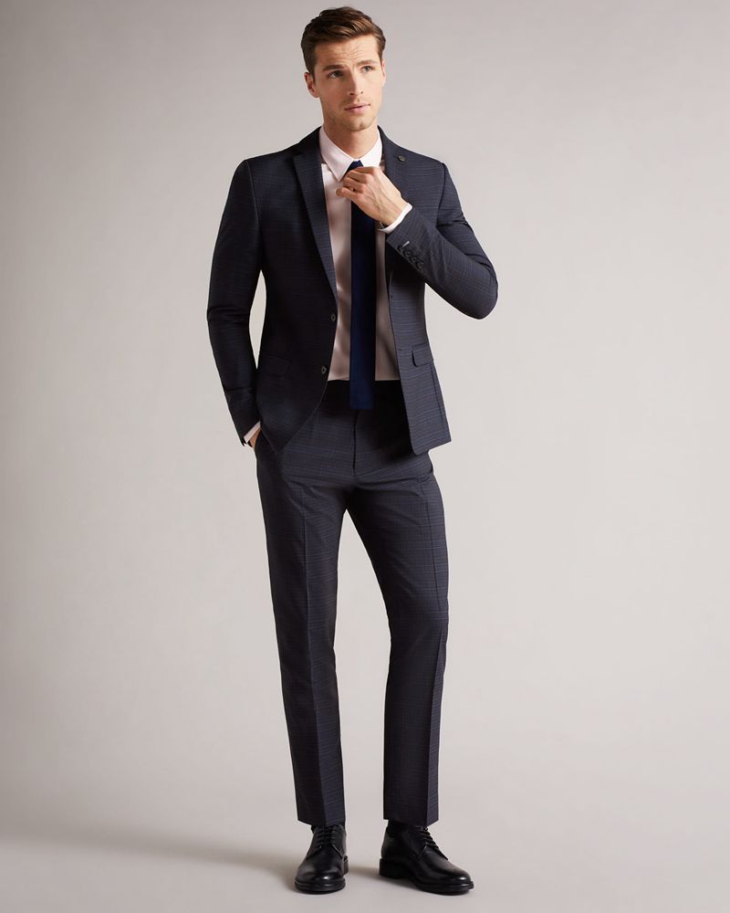 Ted Baker Berwits Slim Navy Check Kostymer Herr Marinblå | SDG-867049