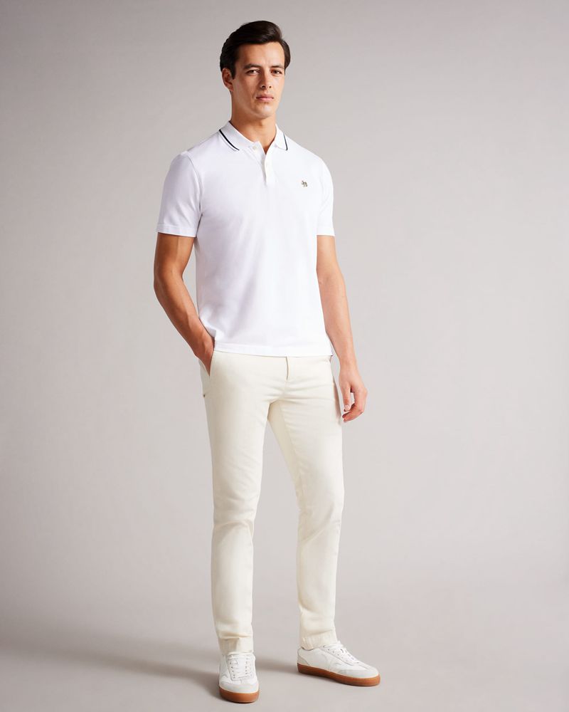 Ted Baker Camdn Sleeve Polo Blast Herr Vita | XYZ-216784