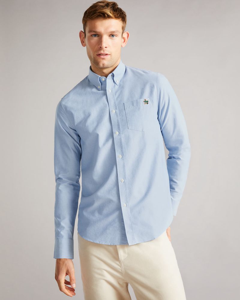 Ted Baker Caplet Long Sleeve Oxford Skjorta Herr Blå | LJB-897216