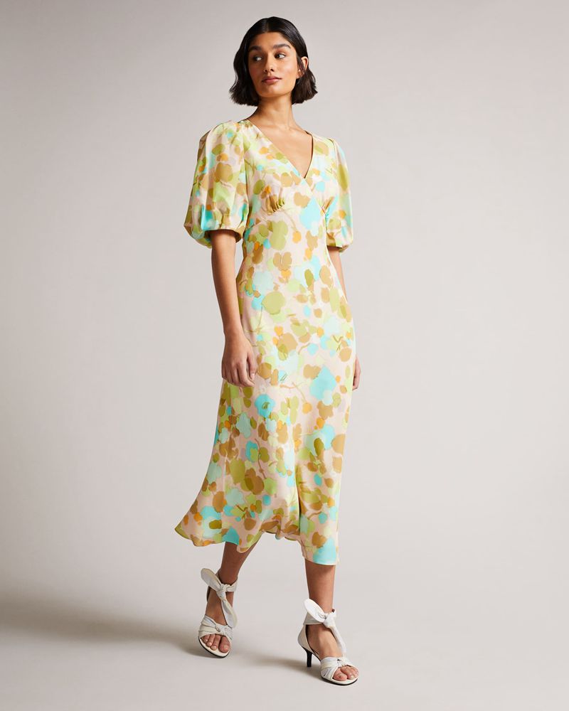 Ted Baker Cescil Printed Midi Klänning Dam Rosa | UKF-801657