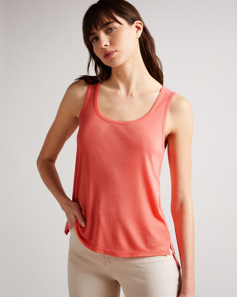 Ted Baker Derien Easy Fit Jersey Tank Blast Dam Röda | LAS-326470