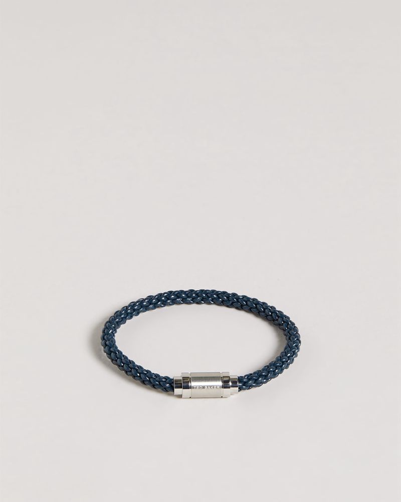 Ted Baker Duran Läder Woven Bracelet Klocka Herr Blå | GMK-649238