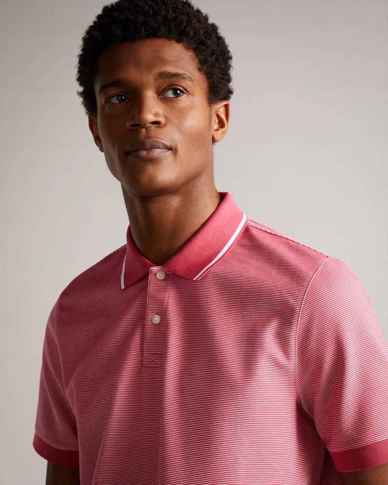 Ted Baker Ellerby Sleeve Striped Polo Blast Herr Rosa | SPO-624059