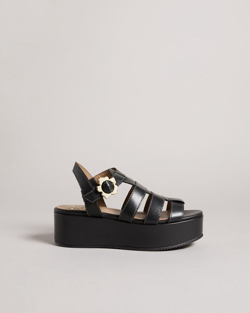 Ted Baker Ffayeta Läder Fisherman Platforms Sandaler Dam Svarta | GWA-781246