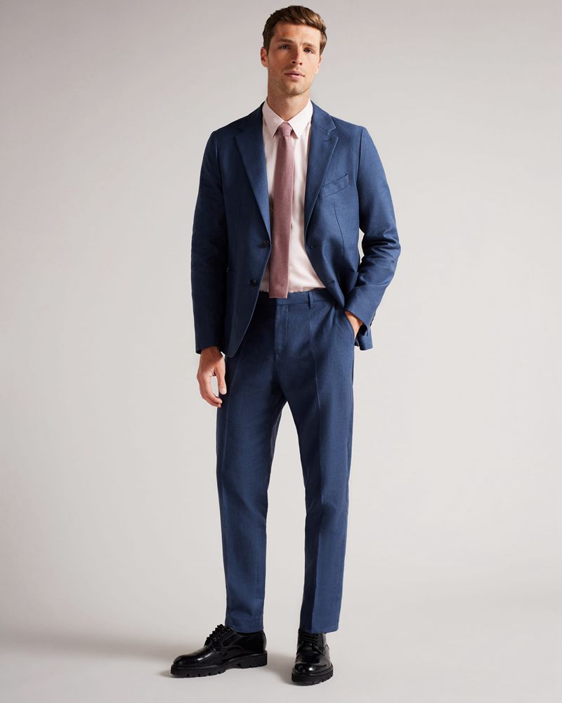 Ted Baker Grinton Linen Kostymer Herr Marinblå | QMC-276048